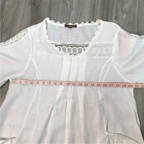 OIAZZA ROMA WOMENS DRESS WHITE 100% LINEN LONG SLEEVES LARGE - Picture 9 of 11